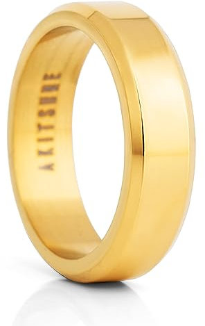 Akitsune Purus Bandring | Schmaler Design-Ring Frauen Herren Edelstahl Elegant Luxus Premium Minimalistisch - Gold - US 10