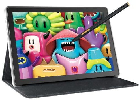 HUION Kamvas Slate 10 10-Inch Black Portable Drawing Tablet with Screen, Android 13, 8GB/128GB, Wi-Fi, SD Card Slot, Stylus, Pre-installed HUION Note Software for Artists and Designers