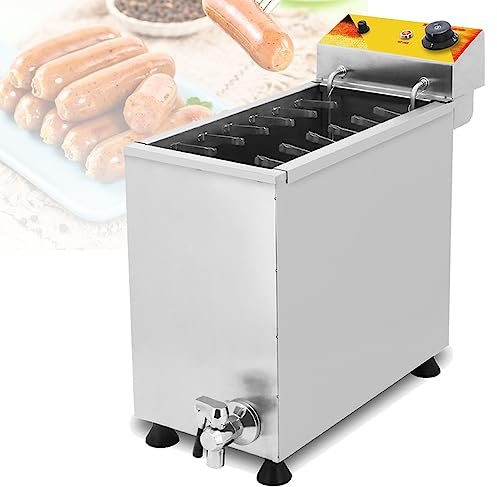 FURLOU 25L Fromage Hot Dogs Bâtons Friteuse, Friteuse Électrique Commerciale, Comptoir en Acier Inoxydable Cuisine Graisse Friteuse Friteuse, Corn Dog Friteuse, pour Restaurant, Magasin, Maison