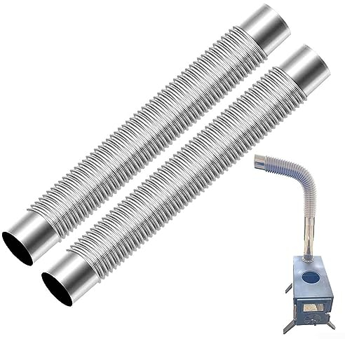 2 tubos de combustión de acero inoxidable de 90° con codo flexible para estufa de leña, diámetro interior de 6 cm