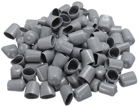 QUARKZMAN 100Stk Gummi-Endkappen 19mm(3/4) ID Vinyl PVC Rundrohr Bolzenkappe Abdeckung Schutzvorrichtungen für Schraubengewinde Grau
