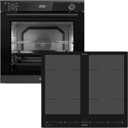 Oranier Pyrolyse Backofen Set EBP620 Einbau autark - 9 Funktionen - 60 cm Flächen-Induktion FLI660-4 Zonen Kochfeld & Multi-Slider-Steuerung