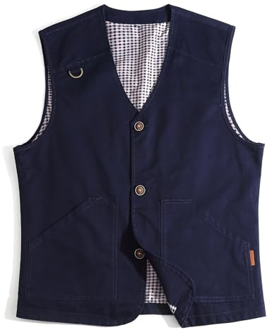 MeiLayM Homme Plein Air Gilet de Sport Pêche Gilet Manteau de Plein air Légère Respirant Veste Sans Manches Loisirs Camping Gilet Chasse Journaliste Photographie Bleu,M