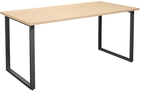 kaiserkraft | Mehrzwecktisch Duo-O | gerade Platte | Tiefe 800 mm | Breite 1600 mm | Birke/Schwarz
