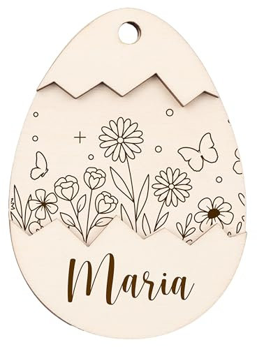 Kidsmood – Personalisierte Osterdeko zum Aufhängen – Ostereier zum Aufhängen mit Namen aus Holz– Frühlingsdeko Innen & Ostern Deko für Osternest Kinder [8x10 cm]