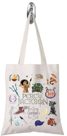 TSOTMO Greek Mythology Canvas Tote Bag Book Lover Gift Bookish Merchandise Gift for Women, Percy Tragetasche, Large, modisch