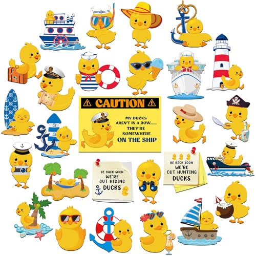 Watersay 27 Pcs Duck Cruise Door Magnets: Playful, Adorable Duck Themed Decor for Cabin Doors, Refrigerators, Cars & More