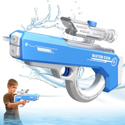 Elektrische Wasserpistole, Wasserpistole Elektrisch, Max Range 11-13 M Range, Automatische Wasserpistole, Wasserpistole für Kinder Erwachsene, für Strandpartys, Schwimmbäder, Garten(Blau)