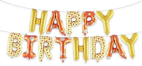 Vthoviwa Orange Banner HAPPY BIRTHDAY Girlande Luftballons Orange, 16 Zoll Geburtstag Folienballon Alufolie Geburtstagsballon Orange