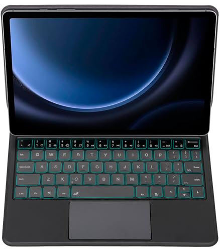 ZOMUN Support de clavier Bluetooth pour Samsung Galaxy Tab S9 FE (11) SM-X510 / SM-X516B, clavier sans fil, trackpad, souris, rétroéclairage et fixation magnétique (noir)