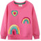 CM-Kid Sweatshirt Mädchen Langarm Pullover Kinder Baumwolle Shirt Winter Tops 2 3 Jahre Pailletten Regenbogen Rosa Gr.98