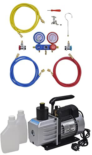 LAPOOH Vacuum Pump 50 L/min with 2-way Manifold Gauge Set in Tool Kit,Household Appliance Accessories,Air Conditioner Accessories-3100286