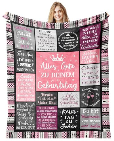 Euakee Geburtstagsgeschenk für Frauen, Kuscheldecke Geschenke für Mädchen, Ehefrau, Beste Freundin, Schwester, Tochter, Mama, Oma zum Geschenk Geburtstag, Flauschige Fleecedecke 150x130CM