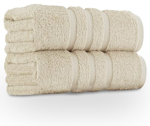 GC GAVENO CAVAILIA Premium Jumbo Bath Sheet 2 Pack - 100% Ring Spun Cotton Towels Bath Sheet - Highly Water Absorbent & Quick Dry Extra Large Bath Sheets - Soft Hotel Quality Bath Towel - Natural