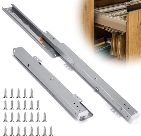 EFUTURETIME 2 x 30 cm Schubladenschienen Vollauszug 54 cm Schubladen Auszugsschienen Softclose Schwerlast, Schubladenauszüge Bodenmontage mit 26 Schrauben