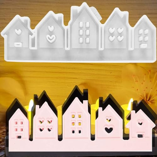 TREABEAR Silikonform Haus mit Herz und Fenster - Gießformen Set für Häuser mit Liebe