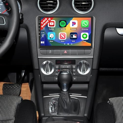 Android Radio Coche para Audi A3 2003-2012, Audi S3 2006-2012, Audi RS3 2011-2012, Wireless Carplay Android Auto, 2+64GB Autoradio 9 Pulgadas Pantalla Bluetooth Cámara Trasera GPS WiFi EQ FM RDS Radio