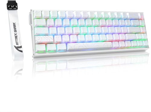 ATTACK SHARK X68 MAX HE Rapid Trigger Kabelgebundene Gaming-Tastatur aus Aluminium,0.005mm RT-Genauigkeit,Hall-Effekt-Magnetschalter,Einstellbare Betätigung,8000Hz,0,08ms Latenz,RGB (Weiße Konturen)