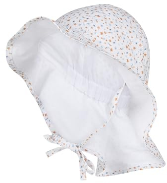 Sterntaler Sonnenhut Blümchen – Sonnenhut aus Baumwolle mit Blumen-Print, mit Bindeband, Gummizug und Nackenschutz, gefüttert mit Bio-Baumwoll-Batist, UV-Schutz 50+
