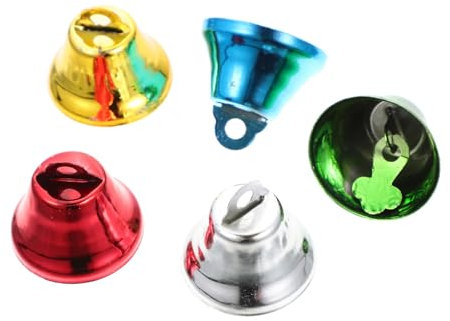 KOCKSHION Campanas Colgantes Metálicas 26mm 50 Piezas Multicolor Para Pájaros y Manualidades Decoración De Jaulas y Juguetes Para Periquitos Fiestas y Uso Diario