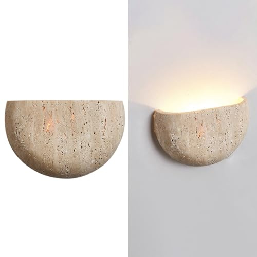 YUPIN Wabi-Sabi Travertin Wandleuchte Japanischer Stil Natur Stein Wandlampe Für Flur G4/G9 Nordisch Kreatives Design Creme Nachttisch Wandlampe Für Schlafzimmer Wohnzimmer Treppe Bar(A)