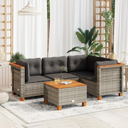 Massbinet Garten Lounge Set Gartenmöbel mit Tisch Grau