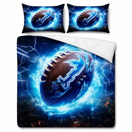 WSFST American Football Bettwäsche 135x200 cm Mikrofaser – Sport Bettwäsche Set mit Football Motiv, Bettbezug 135x200 & Kissenbezug 80x80, Jungen Bettwäsche mit Reißverschluss