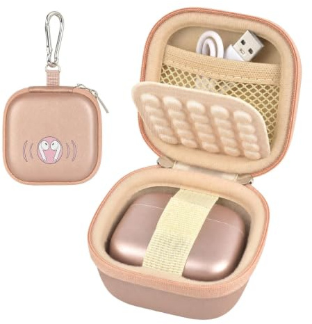 Earbud Case for TAGRY X08 Bluetooth Headphones True Wireless Earbuds 60H, EVA Hard Carrying Bag with Mesh Pocket, Carabiner, Dual Zipper, for Charging Cable and Ear Tips, Case Only