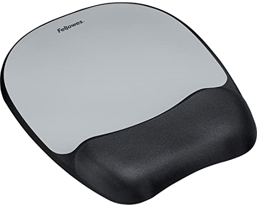 Fellowes Memory foam Mouse Pad/Wrist Rest- Silver Streak