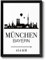 OWLBOOK München Bayern Skyline mit individueller Entfernungsangabe personalisiertes Bild optional mit Holz-Rahmen Geschenk Geschenkidee