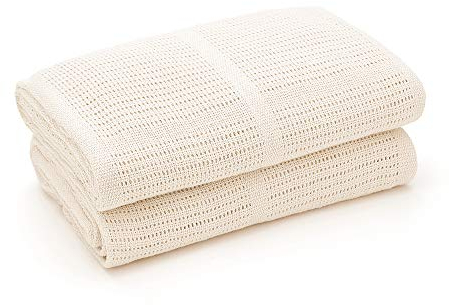 Bloomsbury Mill – Doppelpack – 100% Reine Bio-Baumwolle – Besonders Weiche Babydecke/Kuscheldecke – 75cm x 95cm - Kinderwagen/Reisekorb/Tragekorb - Cremefarben