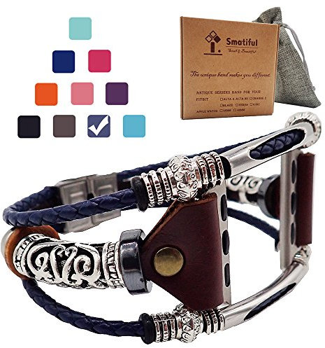 Smatiful Bangle Wrists Straps with Box Set for UK Men, Adjustable Replacement Strap for Apple Watch 42mm & 44mm Series 1 2 3 4, Special Edition, Cobalt Space Grey Blue