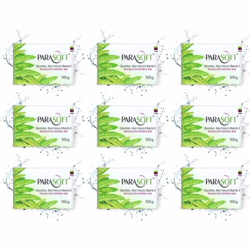 Parasoft Moisturising Cleansing Body Soap For Dry Skin | Goodness of Aloe Vera, Glycerine & Vitamin E | Nourishing Daily Bathing Bar For Purification -100 gm (Pack of 9)
