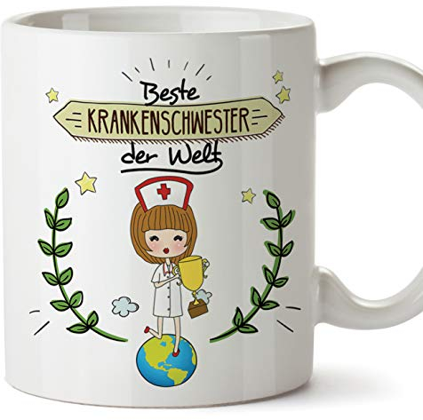 Mugffins Krankenschwester Tasse/Becher/Mug Geschenk Schöne and lustige kaffetasse - Beste Krankenschwester der Welt - Keramik 350 ml