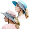 Muryobao Sommer-Sonnenhut für Damen, Pferdeschwanz, UV-Schutz, breite Krempe, faltbar, Safari-Angelmütze, 2 Stück, 2er-Pack, Himmelblau und Rosa, Einheitsgröße