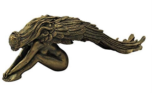 Home Hut Fairy Angel Garden Ornament Statue Outside Decorative Patio Pond 2 size colours (Beige, Small)