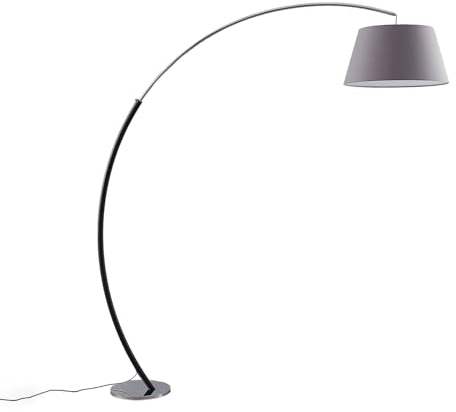 Lucande Stehlampe (Bogenleuchte) 'Evelyna' (Modern) in Alu aus Textil u.a. für Schlafzimmer (1 flammig, E27) - Bogenlampe, Stehleuchte, Floor Lamp, Standleuchte, Wohnzimmerlampe, Licht nach oben &