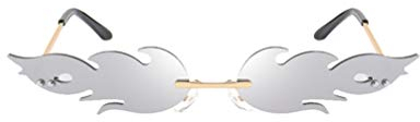 TOYANDONA Flamme Form Brillen Flamingo Sonnenbrille Punk-Stil Sunglasses Sommer Vintage Katzenaugen-Sonnenbrille Retro kleine Rahmen Damen Frauen Mädchen Silber