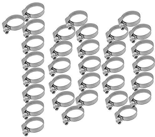 100 Stück Schlauchschellen Set aus Edelstahl V2A (W5) für Schlauch Aussendurchmesser 25 bis 40 mm x Bandbreite 9 mm 1 bis 1 1/4 Wasser Gartenschlauch