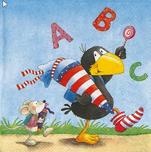 20 Servietten Rabe Socke ABC | Einschulung | Schulanfang | Schule 33x33cm