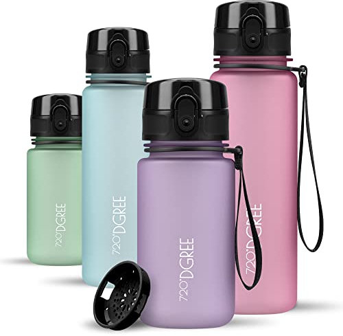 720°DGREE Trinkflasche Kinder 350ml “uberBottle“ softTouch +Sieb - Auslaufsicher, BPA-Frei - Flasche für Kindergarten, Schule, Mädchen & Jungs ab 3 Jahre - Kleine Wasserflasche Leicht, Stoßfest