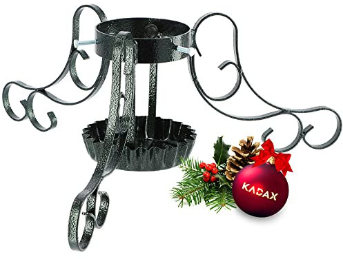 KADAX Weihnachtsbaumständer, Retro Ständer aus Stahl, Tannenbaumständer mit Schwingplatten System, Ständer für Baum, Stabiler Christbaumständer mit Wasserschüssel (75 cm, Grün)