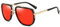 Dollger Übergroße Quadratische Sonnenbrille für Männer Frauen Pilot Shades Gold Frame Retro Brille(Gold schwarzer Rahmen/rot)