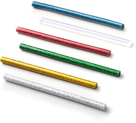 HOTO Stick di Colla a Caldo, Stick di Colla a Caldo Glitter, 7mm Stick di Colla in Resina Universale, Stick di Colla Colorati, 6 Colori per DIY, 7 x 125mm, 20 Pezzi