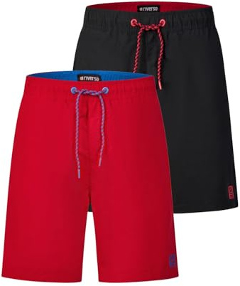 riverso Badehose Herren lang Badeshorts RIVDavid 2er Pack Set Regular Fit Schwimmhose Elastischer Bund, Größe:5XL, Farbe:Farbmix 2