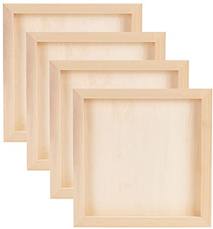 OLYCRAFT 4 pièces Bois Peinture Toile 19.8x19.8cm Panneaux Carrés Bois Non Fini Bercé Panneaux de Peinture pour Peinture à L'Huile, Fabrication de L'Argile, Art et Bricolages