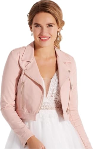 Brautjacke Damen Jacke Spitze Jeansjacke Rose Blush Braut Bolero Neu Creme XS S M L XL XXL (XXL)