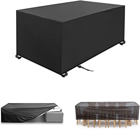 Abdeckung für Gartenmöbel,80x60x60cm Schwarz Rechteckig Gartenmöbel Schwerlast 420D Oxford Schutzhülle Schnallen und Spannkordel für alle Jahreszeiten Wasserdicht nti-UV Schutzhülle