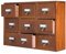 PACKGILO 9 Schubladen Bibliothekskarten-Katalogschrank mit Etiketten, Apothekerschrank, Tisch, Apotheker, Kommoden und Schränke, Kräuter-Aufbewahrungsbox, Holz, Medizin, Vintage-Möbel (braun)