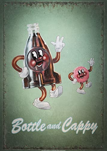 Displate Offiziell Fallout MetallPoster Magnetische Befestigung Inklusive Lizenziert Bilder Hochwertiges Poster Nuka Cola - Bottle and Cappy Poster 45 cm x 32 cm